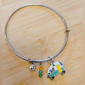 Camper charm bracelet, camper charm bangle bracelet